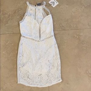 Xenia boutique white lace mini dress,Angel Biba